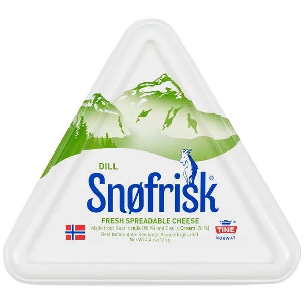 Kreminis ožkų ir karvių pieno sūris SNOFRISK TINE, su krapais, 65 % rieb.s.m., 125 g