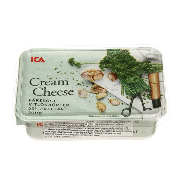 Kreminis sūris su česnakais ir žolelėmis ICA, 200 g