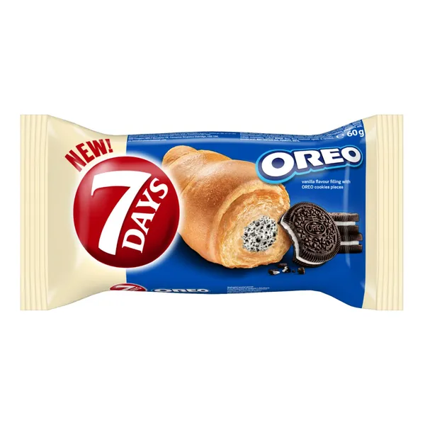 Kruasanas 7DAYS su vaniliniu įdaru ir kakaviniais sausainiais, 60 g