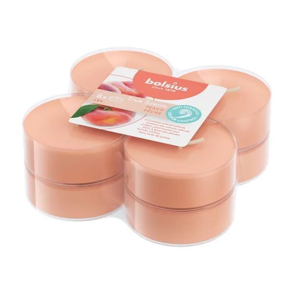Kvepiančios skridininės žvakės BOLSIUS PEACH, 8 vnt.