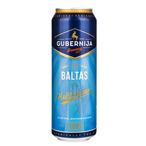 Kvietinis alus GUBERNIJA BALTAS HEFEWEIZEN, 4,8 %, 0,568 l
