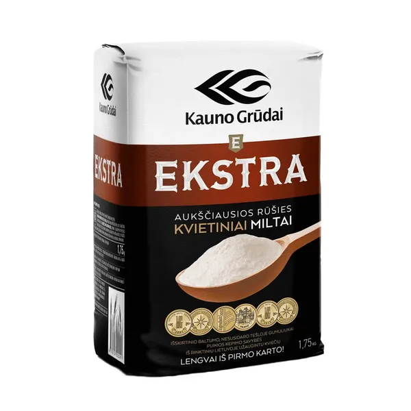 Kvietiniai miltai EKSTRA KAUNO GRŪDAI, 405 D, 1,75 kg