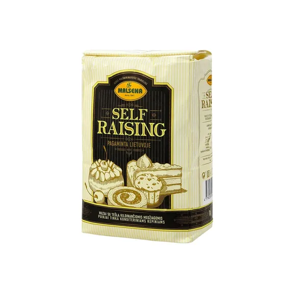 Kvietiniai miltai MALSENA SELF RAISING su tešlą kildinančiomis medžiagomis, 1 kg