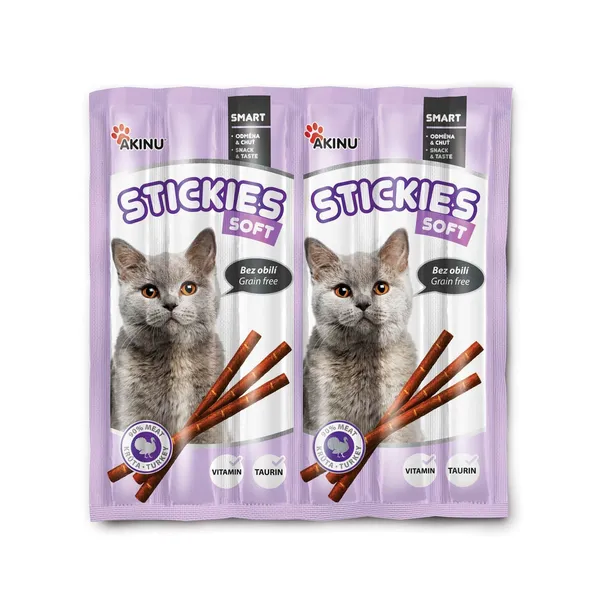 Minkštos lazdelės katėms AKINU STICKIES su kalakutiena, 6 vnt.