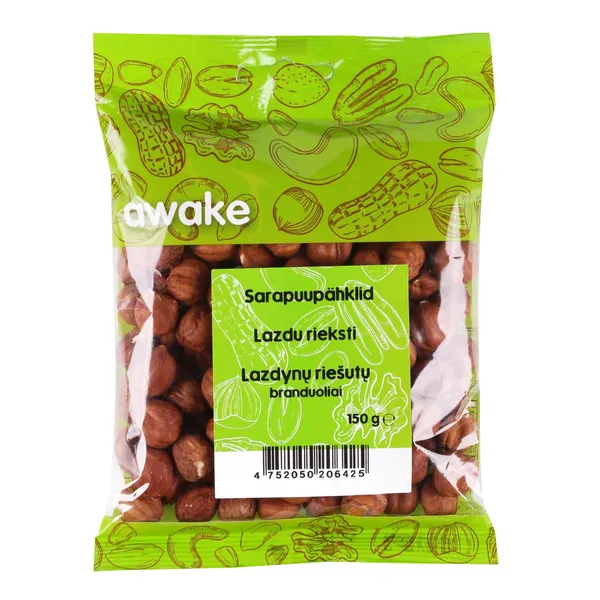 Lazdyno riešutų branduoliai AWAKE, 150 g