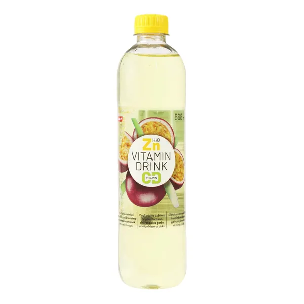 Lengvai gazuotas gėrimas RIMI PASSION - LEMON, su vitaminais ir cinku, 0,568 l