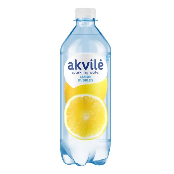Lengvai gazuotas stalo vanduo su citrinos aromatu AKVILĖ, 0,6 l