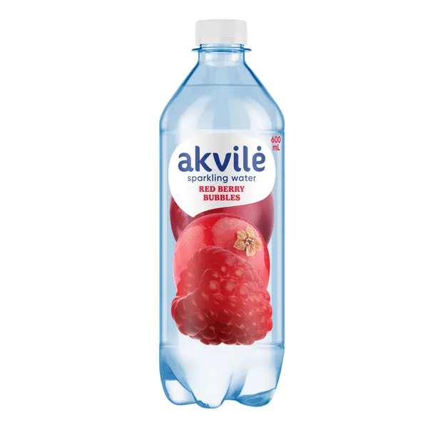 Lengvai gazuotas stalo vanduo AKVILĖ su raudonųjų uogų aromatu, 0,6 l