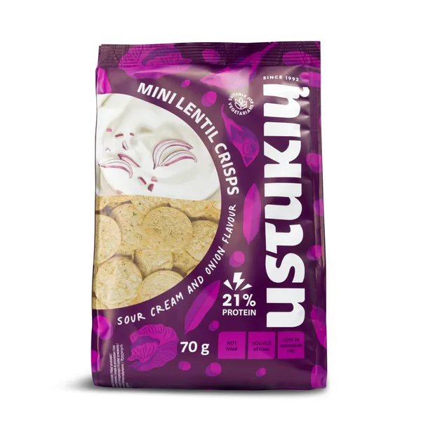 Mini lęšių trapučiai grietinės ir svogūnų skonio USTUKIŲ MALŪNAS, 70 g