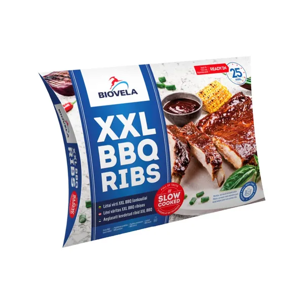 Lėtai virti kiaulienos šonkauliai  BIOVELA XXL BBQ padaže, 900 g