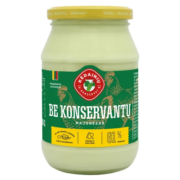 LIETUVIŠKAS majonezas be konservantų KĖDAINIŲ KONSERVAI, 430 g