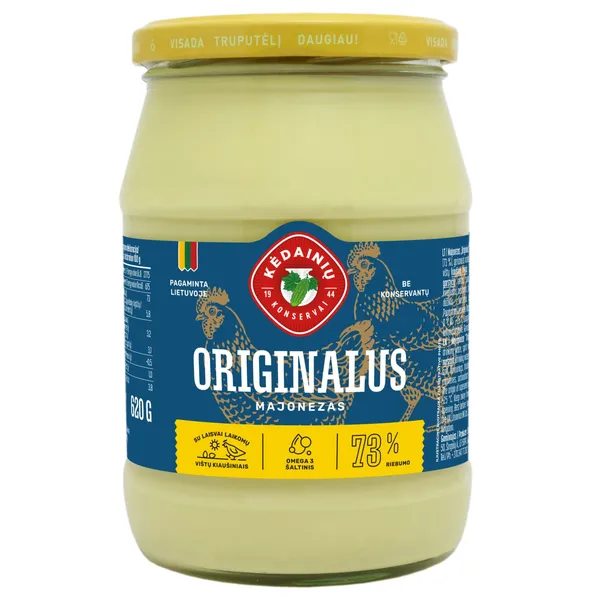 LIETUVIŠKAS ORIGINALUS majonezas su kiaušinių tryniais KĖDAINIŲ KONSERVAI, 73 % rieb., 620 g