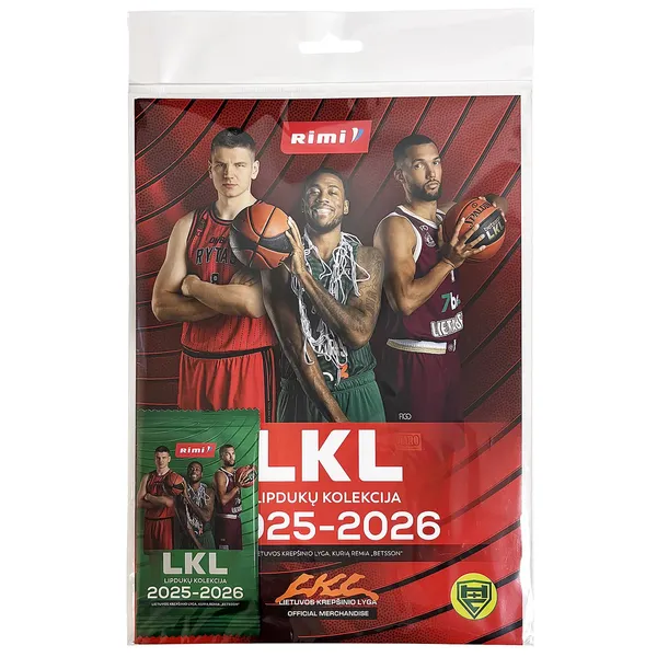 LKL/RIMI 2025-2026 lipdukų albumas + 1 pakelis (6 lipdukai)