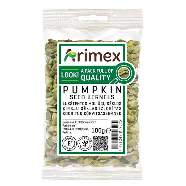 Lukštentos moliūgų sėklos ARIMEX, 100 g
