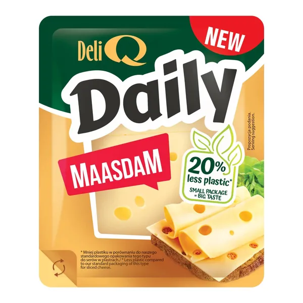 Olandiško Maasdam sūrio riekelės DELI Q DAILY, 100 g