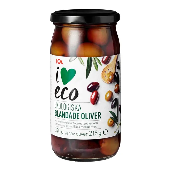 Maišytos ekologiškos alyvuogės I LOVE ECO, 370 g/215 g