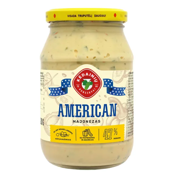 Majonezas KĖDAINIŲ KONSERVŲ FABRIKAS AMERIKIETIŠKAS, 47 % rieb., 420 g