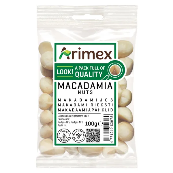 Makadamijų riešutai ARIMEX, 100 g