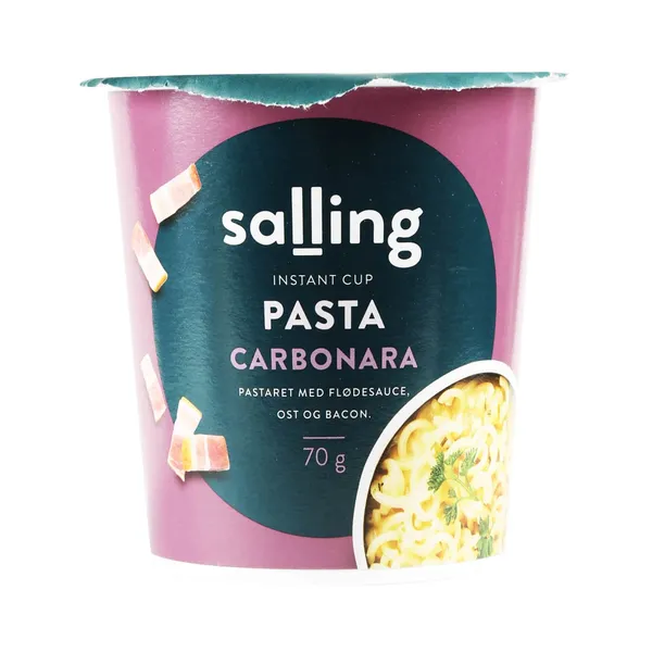 Makaronai CARBONARA su grietinėlės padažu, sūriu ir šonine SALLING, 70 g