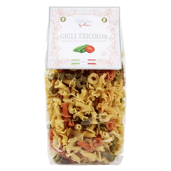 Makaronai su pomidorais ir špinatais GIGLI TRICOLOR SELECTION BY RIMI, 500 g