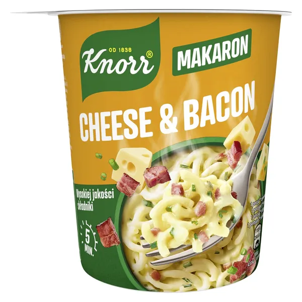 Makaronai su sūrio padažu ir rūkytu kiaulienos kumpiu KNORR, 71 g