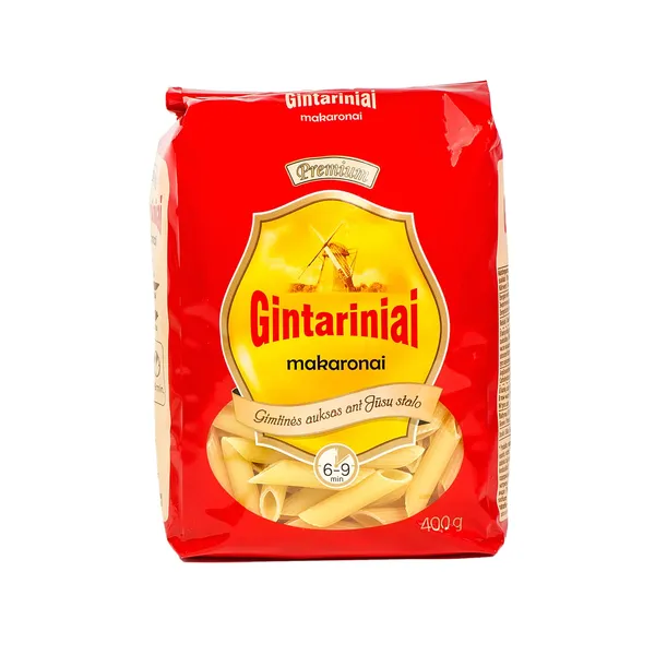 GINTARINIAI makaronai (vamzdeliai), 400 g