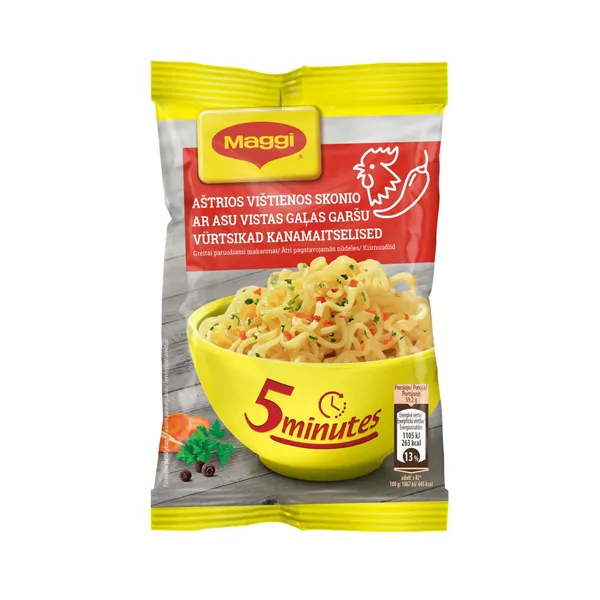 Greito paruošimo makaronų sriuba aštraus vištienos skonio MAGGI, 59,2 g