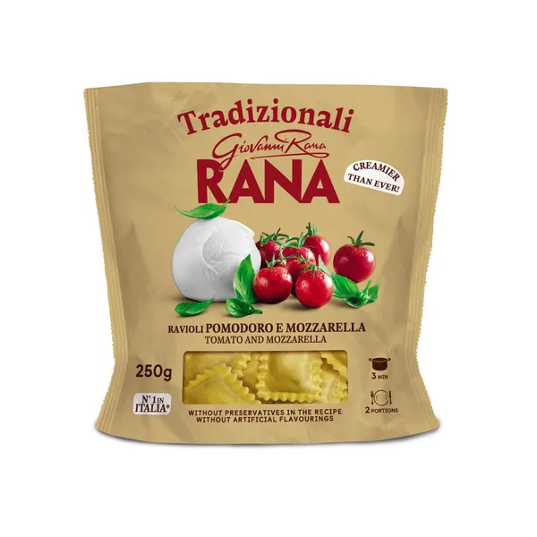 Makaronai RANA TORTELLONI su pomidorais ir mocarela, 250 g