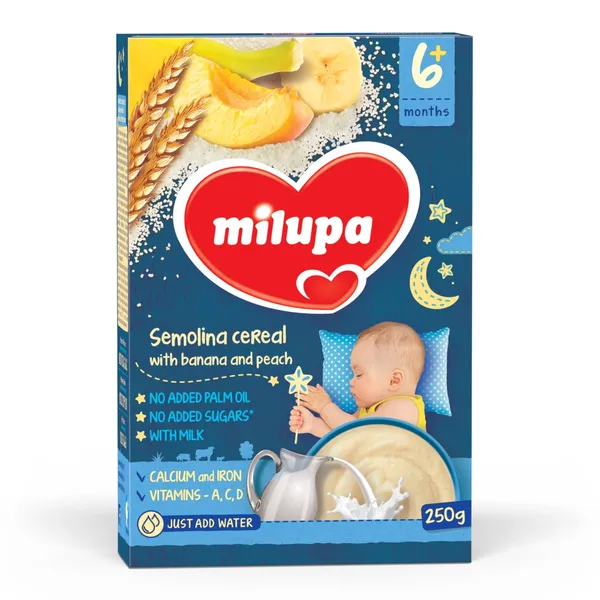 Pieniška manų košė su vaisiais MILUPA, nuo 6 mėn, 250 g
