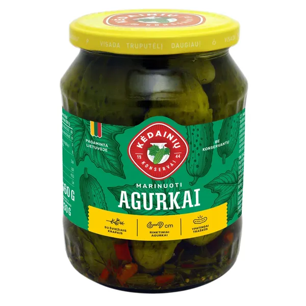 Marinuoti agurkai KĖDAINIŲ KONSERVAI, 660 g / 330 g
