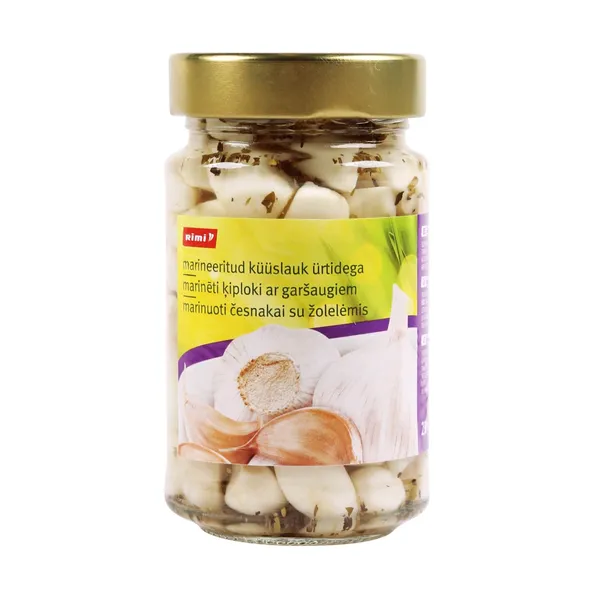 Marinuoti česnakai su žolelėmis RIMI, 230 g / 140 g
