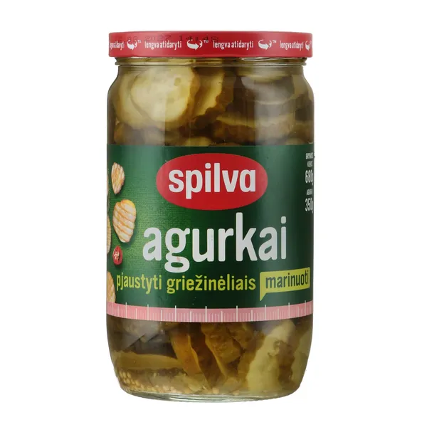 Marinuoti pjaustyti agurkai SPILVA, 680 g / 350 g