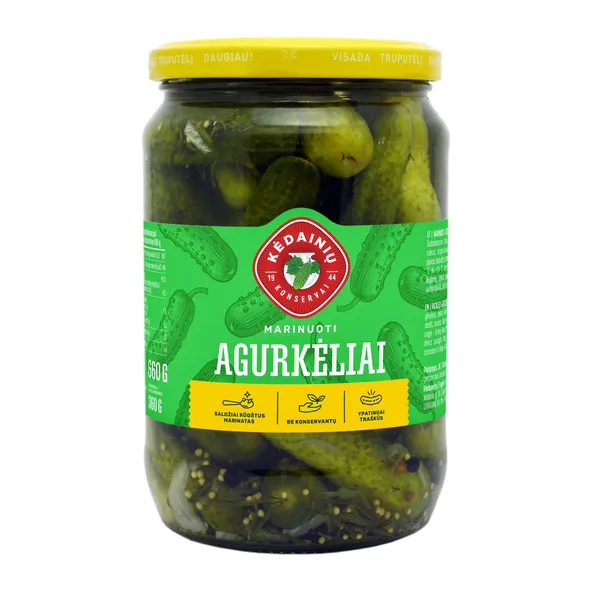 Marinuoti agurkėliai KĖDAINIŲ KONSERVAI, 660 g / 330 g