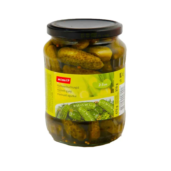 Marinēti gurķi Rimi 2-5cm 670g/370g