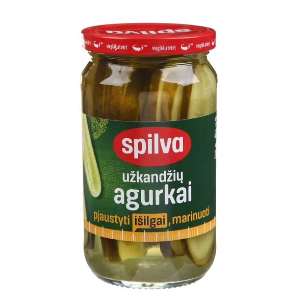 Marinuoti agurkai SPILVA, pjaustyti, 460 / 240 g