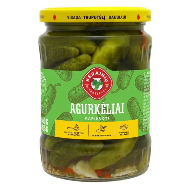 Marinuoti AGURKĖLIAI KĖDAINIŲ KONSERVAI, 295 g / 550 g