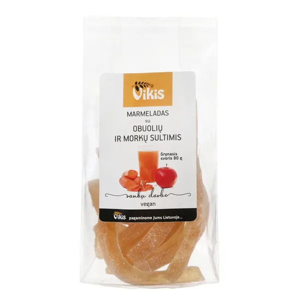 Marmelado lazdelės su obuolių-morkų sultimis VIKIS, 80 g