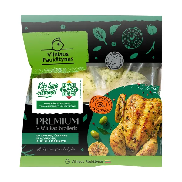 Marinuotas viščiukas su česnakais ir alyvuogių aliejumi VILNIAUS PAUKŠTYNAS, 1 kg