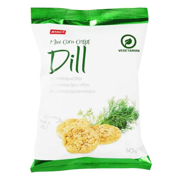 Mini kukurūzas čipsi Rimi ar dillēm 60g