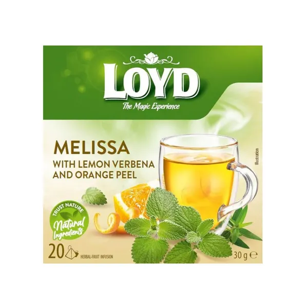 Melisų ir apelsino žievelių arbata LOYD, 20 x 2 g