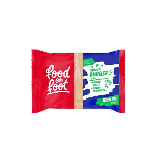 Mėsainis su vištienos kotletuku ir marinuotais agurkais FOOD ON FOOT, 220 g