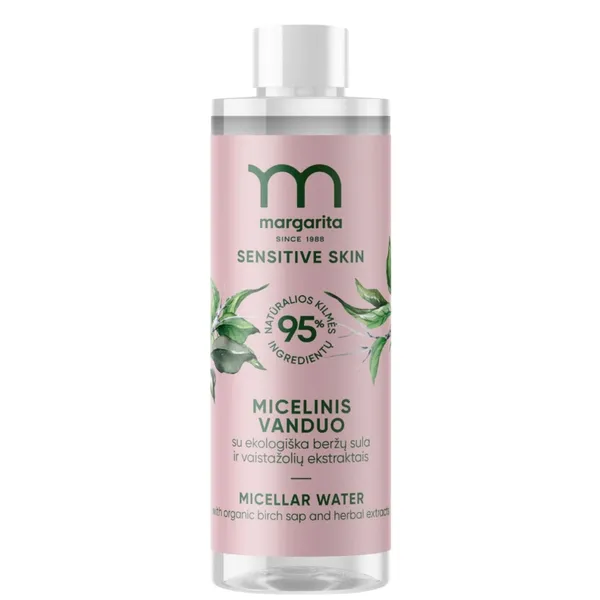 Micelinis vanduo MARGARITA SENSITIVE SKIN su ekologiška beržų sula ir vaistažolių ekstraktais 200 ml