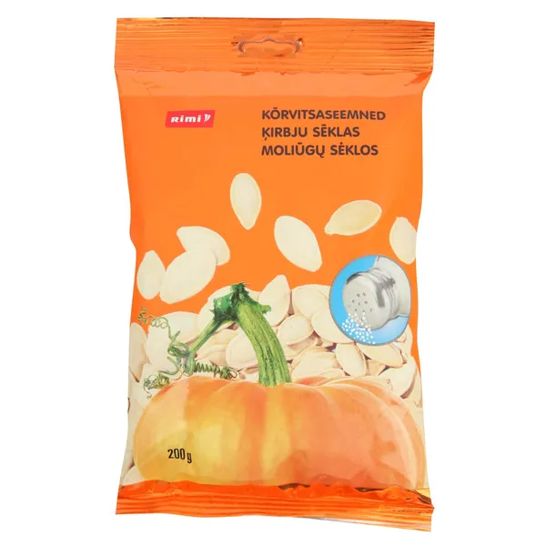 Moliūgų sėklos RIMI kepintos, sūdytos, nelukštentos, 200 g