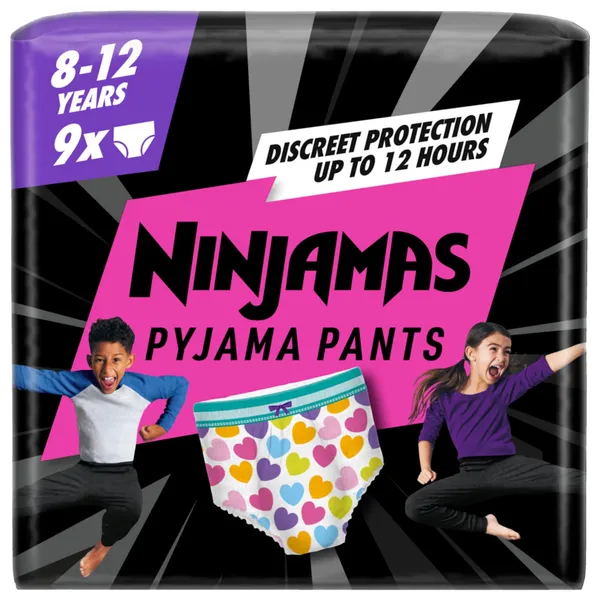Naktinės sauskelnės PAMPERS NINJAMAS HEART JP, S8, 9 vnt.
