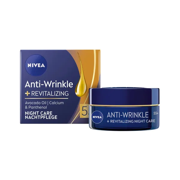 Naktinis, atkuriamasis veido kremas nuo raukšlių NIVEA nuo 55 metų, 50 ml
