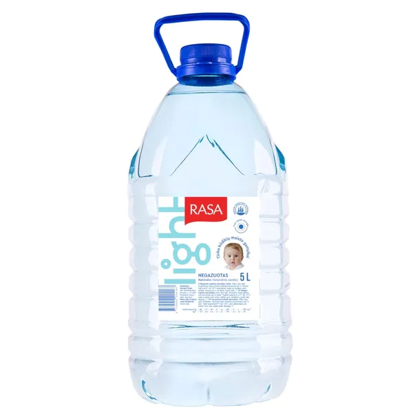 Negazuotas natūralus mineralinis vanduo RASA LIGHT, 5 l