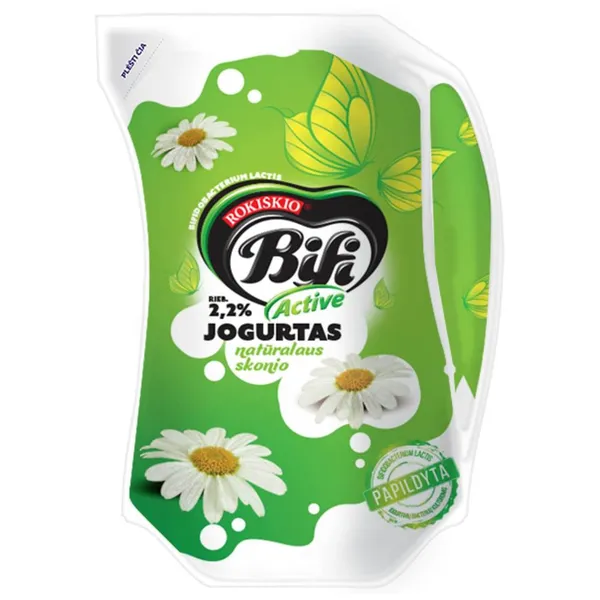 Natūralaus skonio jogurtas BIFI ACTIVE ROKIŠKIO, 2,2 % rieb., 900 g
