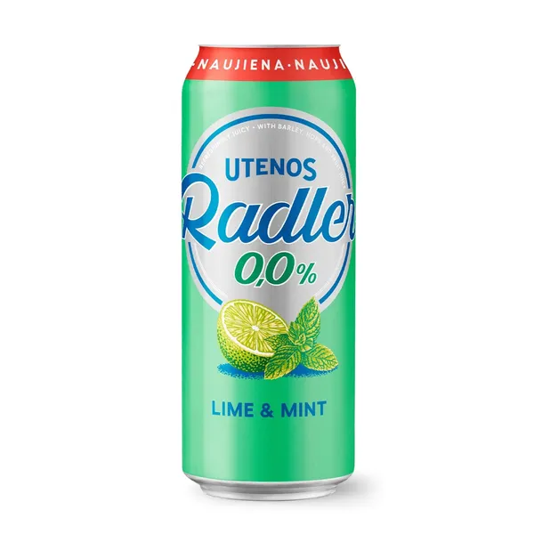 Nealkoholinis alaus kokteilis UTENOS RADLER LIME & MINT, 0,5 l