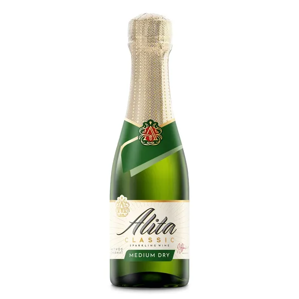 Nealkoholinis gazuotas putojantis pusiau sausas vynas ALITA CLASSIC, 0,2 l