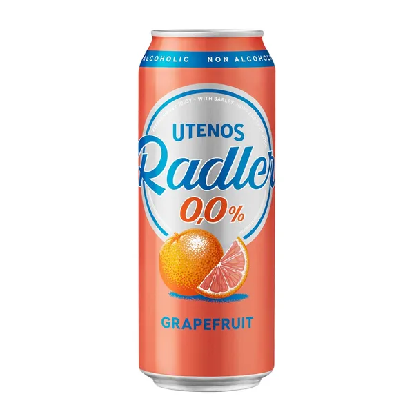 Nealkoholinis alaus kokteilis UTENOS RADLER GRAPEFRUIT (0,5%), 500 ml